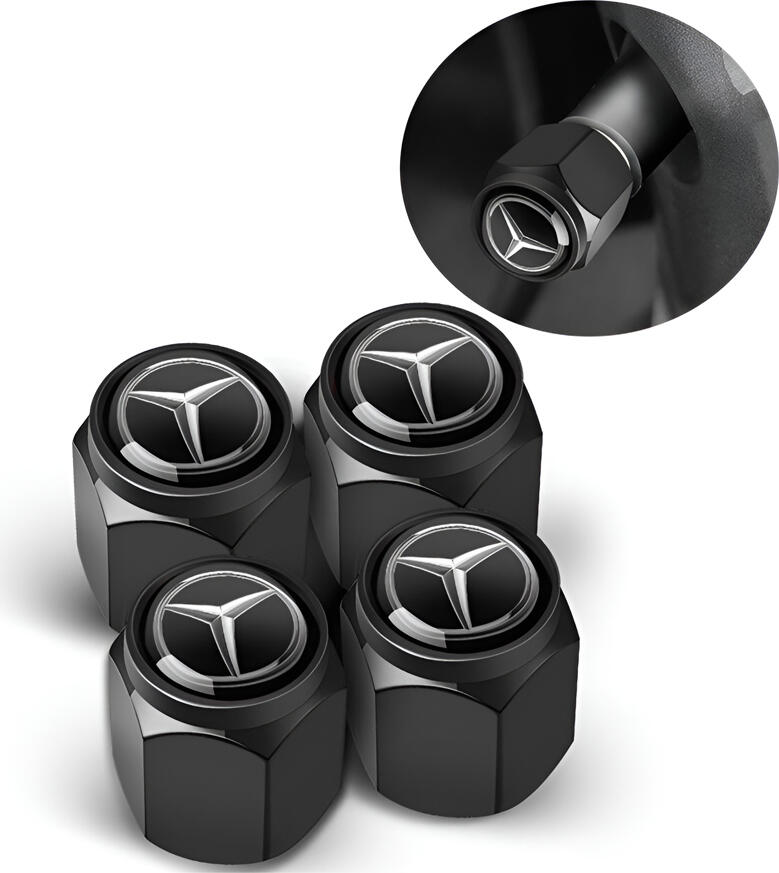 Capace Valva Roata Mercedes-Benz, Aluminiu Rezistent la Uzura, Negru, cu Garnituri Interne pentru Etansare, Rezistente la Coroziune, Fit Universal