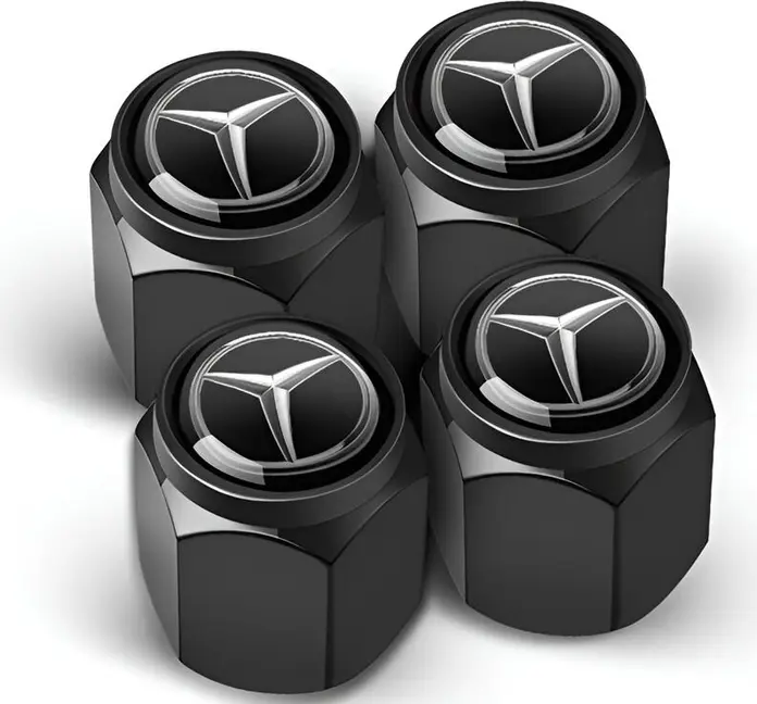 Capace Valva Roata Mercedes-Benz, Aluminiu Rezistent la Uzura, Negru, cu Garnituri Interne pentru Etansare, Rezistente la Coroziune, Fit Universal