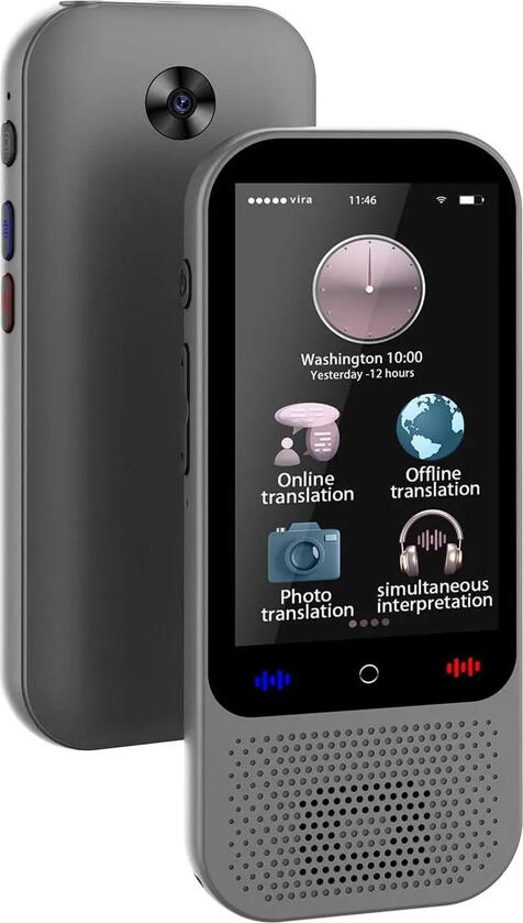 S80 Pro AI Translation Device, 3-inch Color Screen, 1GB RAM, 8GB Storage, 138 Online and 19 Offline Languages, Real-time Bidirectional Photo Translation, Metal Body, Black