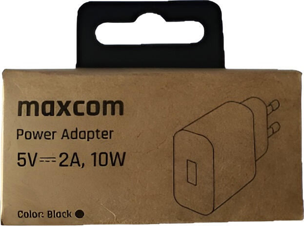 Maxcom ES518-U050200XYE Wall Charger 10W USB Type-A Power Adapter, 5V 2A EU Plug, Overcharge and Short-Circuit Protection for Universal USB Devices