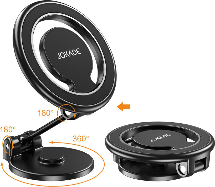 Jokade JE039 Magnetic Car Phone Holder, Universal 360 Degree Rotation Dashboard Mount, Zinc and Silicon Ring Design with Strong Adhesive, Black