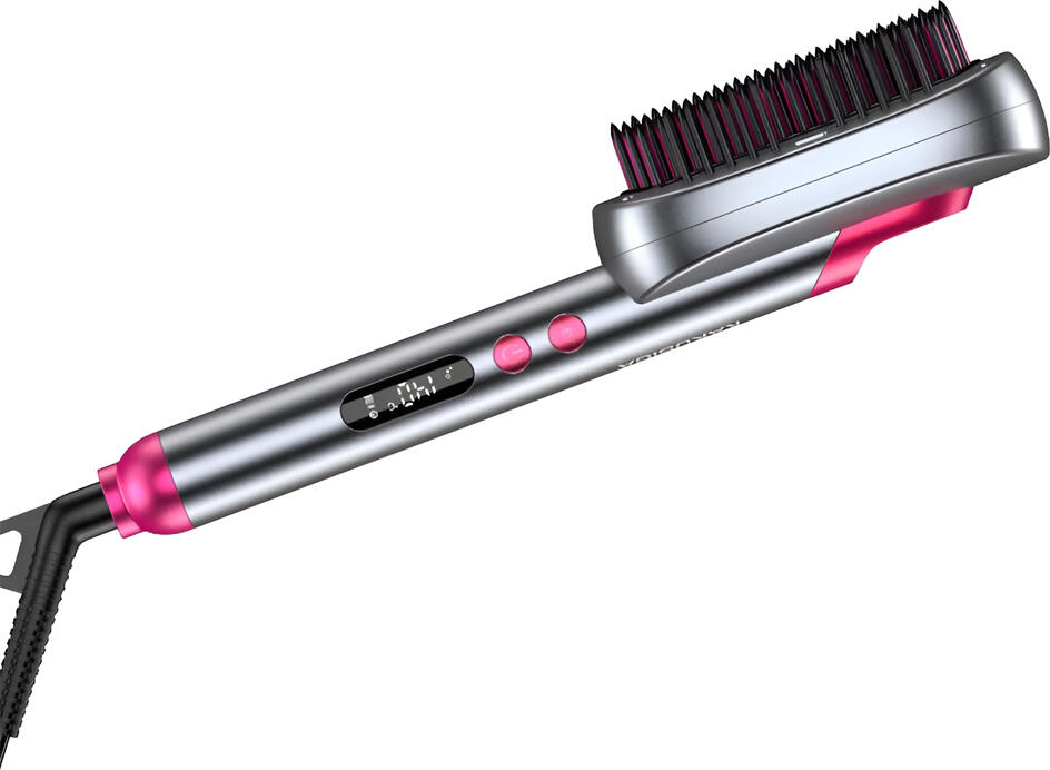 KAKU Hair Straightener Brush Multifunctional Comb with Digital LED Display KSC-1555, Grey