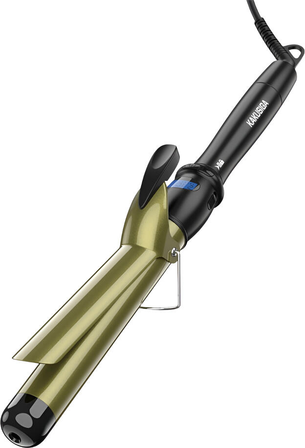 Kakusiga KSC-1545 Electric Manual Curling Iron, Ceramic Cylinder, 60W, 80-210°C with 14 Temperature Levels, Digital LED Display, Negative Ion Technology, Black