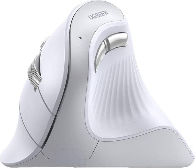 UGREEN MU008 Vertical Ergonomic Wireless Mouse, Dual-mode Bluetooth 5.0 & 2.4GHz, 4000 DPI Adjustable, 57 Degree Wrist Angle, 6 Mute Buttons, White