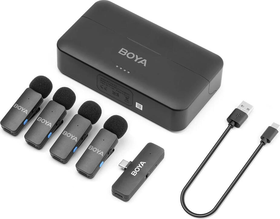 Boya Wireless Microphone Four-Channel with Type-C Plug, Black