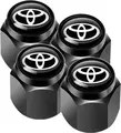 Toyota Aluminum Tyre Valve Caps, Wear-Resistant Corrosion-Proof Tire Valve Stem Covers with Airtight Internal Gaskets, Black