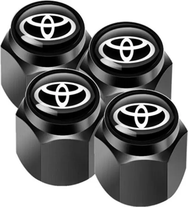 Toyota Aluminum Tyre Valve Caps, Wear-Resistant Corrosion-Proof Tire Valve Stem Covers with Airtight Internal Gaskets, Black