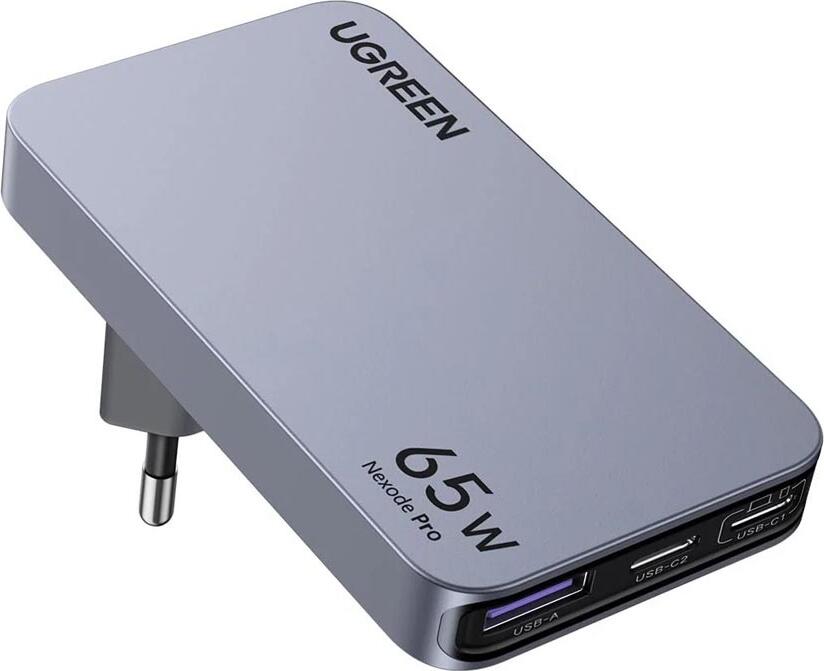 Incarcator UGREEN Nexode Pro 65W Ultra-Slim GaN X753, 3 Porturi (2x USB-C, 1x USB-A) Fast Charger, PD 3.0, PPS, QC4+, pentru MacBook Air, iPhone, Samsung