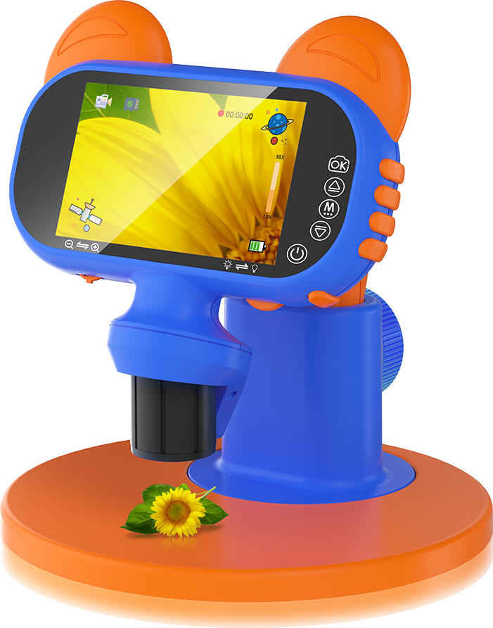 Microscop Digital pentru Copii AUSEK AD-LM01, Ecran IPS Color 4 inch, Video Full HD 1080P, Marire 100x-150x, Baterie 2600mAh, USB Type-C, Educational