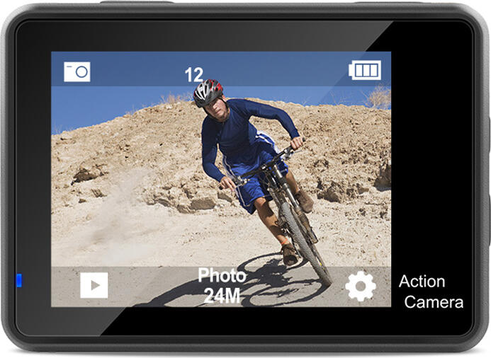 AUSEK AT-Q60AR Action Camera 4K 30fps Video 16MP Photo, Dual Screen 2.0" IPS & 1.3" Color, WiFi, Waterproof up to 30m with Case, Black