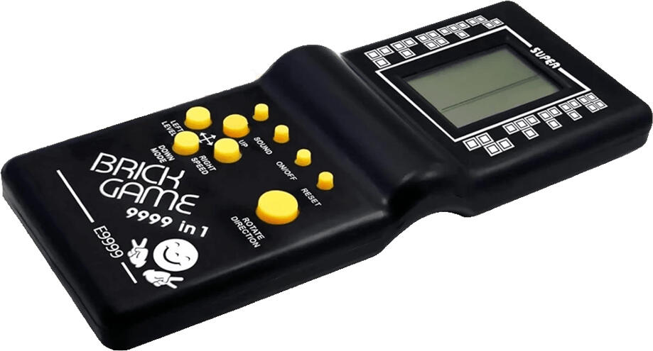 Brick Game 9999in1 E9999 Handheld Console, Monochrome LCD Screen, Tetris Snake Racing Shooting Games, Plastic Compact Design, 180x75x20 mm