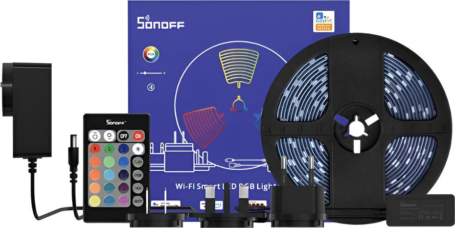 banda LED RGB Inteligenta Sonoff L2 2m SMD5050 Wi-Fi 2.4GHz IP65 Impermeabila 12V 36W Control Aplicatie eWeLink Alexa Google Assistant cu Telecomanda IR