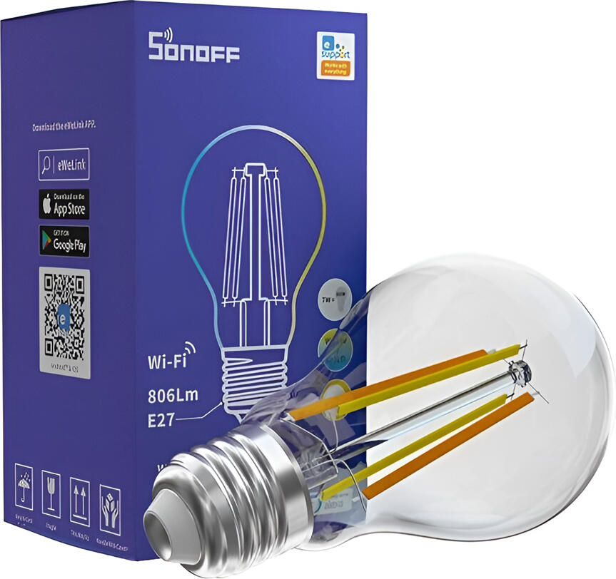 Sonoff B02-F-A60 Smart LED Filament Bulb E27 7W A60 Dimmable Wi-Fi 2.4GHz Adjustable Color Temperature 2200K-6500K eWeLink Alexa Google Assistant