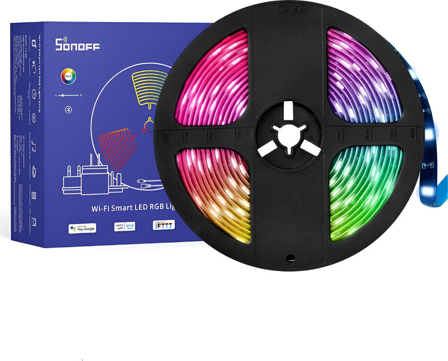 Sonoff L2 Smart LED RGB Light Strip 5m, Wi-Fi 2.4GHz, IP65 Waterproof, eWeLink App & Voice Control (Alexa, Google), IR Remote, 12V 24W, Multicolor