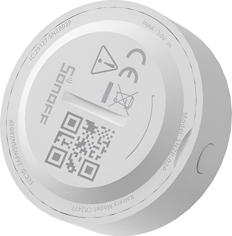Sonoff SNZB-02P Zigbee 3.0 Temperature and Humidity Sensor, Swiss-made Hygrometer, CR2477 Battery, eWeLink App, White Polycarbonate