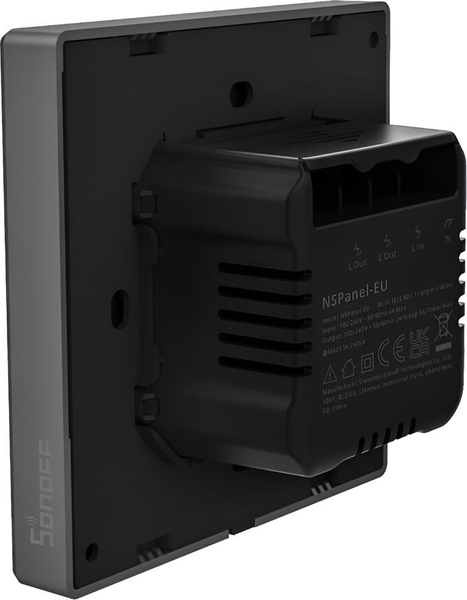 Intrerupator de perete inteligent Sonoff NSPanel (NSPanel-EU) Wi-Fi Dual-Channel, Ecran Tactil Color 3.5 inch, App eWeLink, Alexa si Google Assistant, Negru