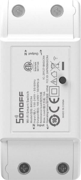 Sonoff BASICR4 Wi-Fi Smart Switch ESP32 100-240V AC 2400W Max Load eWeLink App Control Alexa Google Assistant Voice Control White Flame Retardant PC