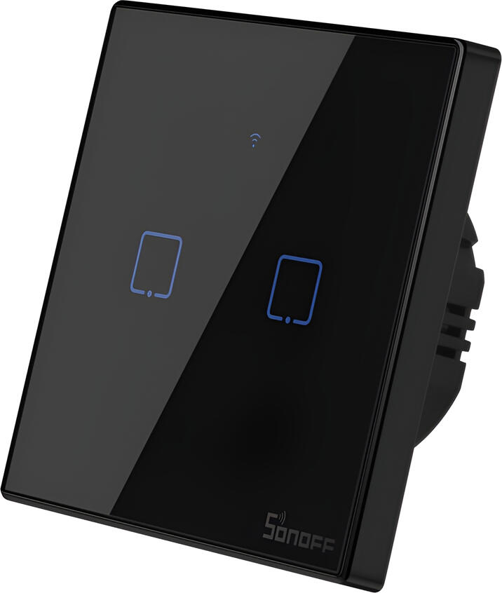 Sonoff Wi-Fi Smart Touch Wall Switch TX Series 2-Gang (Neutral Wire), Black