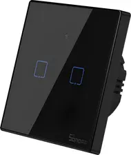 Sonoff Wi-Fi Smart Touch Wall Switch TX Series 2-Gang (Neutral Wire), Black