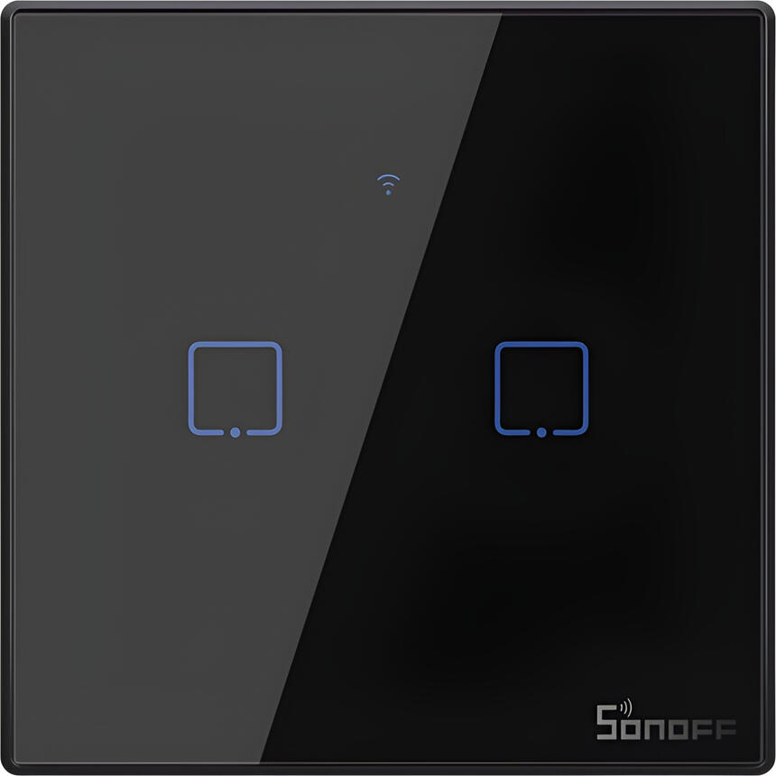 Sonoff TX Series T3EU1C Smart Touch Wall Switch, 2-gang, Wi-Fi 2.4GHz & RF 433.92MHz, eWeLink & IFTTT Support, Glass Panel, EU Standard, Neutral Wire Required