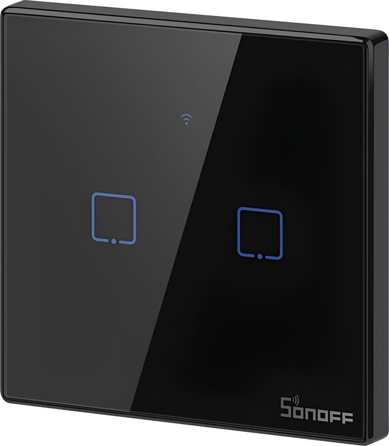 Sonoff TX Series T3EU1C Smart Touch Wall Switch, 2-gang, Wi-Fi 2.4GHz & RF 433.92MHz, eWeLink & IFTTT Support, Glass Panel, EU Standard, Neutral Wire Required