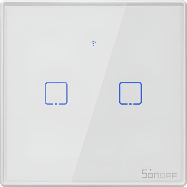 Sonoff TX Series 2-Gang Wi-Fi Smart Touch Wall Switch, Tempered Glass Panel, eWeLink App Control, Alexa and Google Assistant Voice Control, Neutral Wire Required