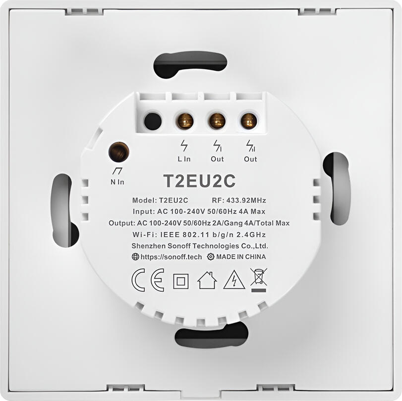 Sonoff TX Series 2-Gang Wi-Fi Smart Touch Wall Switch, Tempered Glass Panel, eWeLink App Control, Alexa and Google Assistant Voice Control, Neutral Wire Required