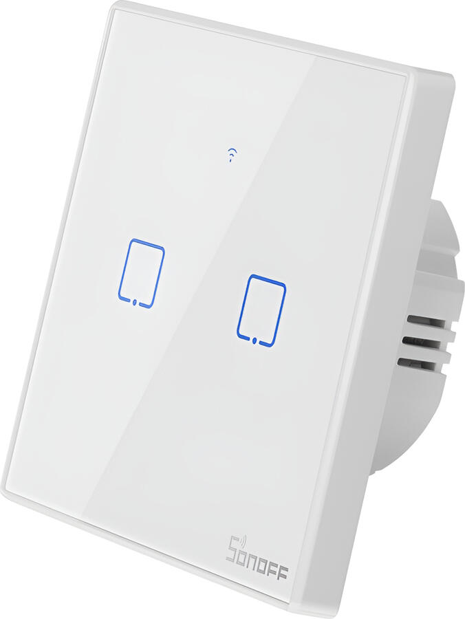 Sonoff TX Series 2-Gang Wi-Fi Smart Touch Wall Switch, Tempered Glass Panel, eWeLink App Control, Alexa and Google Assistant Voice Control, Neutral Wire Required
