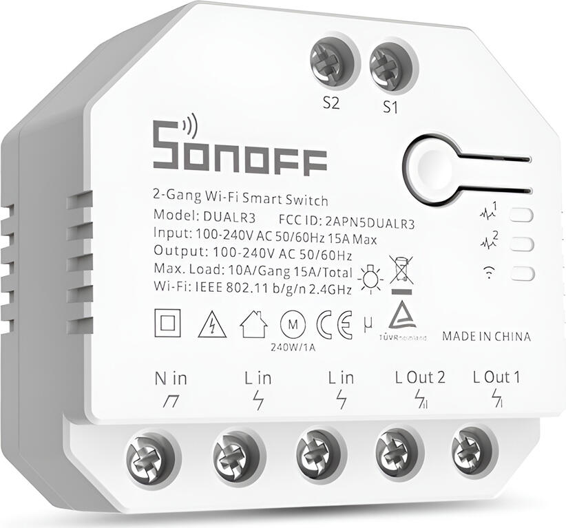 Sonoff Wi-Fi 2-Gang Smart Switch DUALR3 with Power Metering (Neutral Wire)
