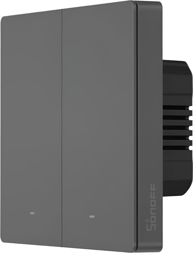 Sonoff SwitchMan M5 Wi-Fi Smart Wall Switch, 2-gang, Neutral Wire Required, App and Voice Control, Timer and Inching Settings, Dim Gray