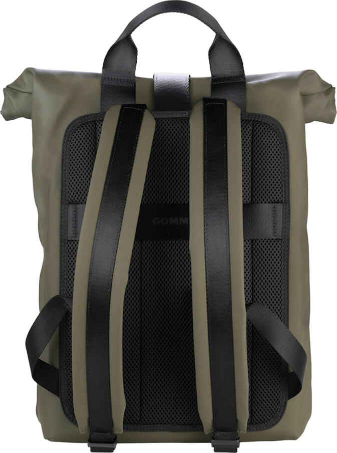 Tucano Gommo Rolltop 15.6 BKGOMRT15 Waterproof Laptop Backpack for 15.6 inch Laptops and MacBook Pro 16, Recycled PET Rubber-effect Material, Military Green