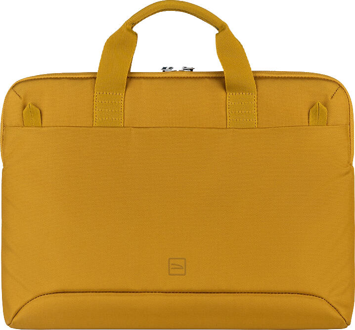 Geanta Laptop Tucano Smilza Superslim 14", Mustard, Material Reciclat, Protectie Anti-Shock, Buzunar frontal, Curea Detasabila, pentru Laptopuri pana la 34 x 24.5 x 3 cm