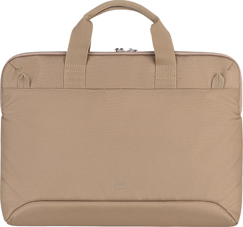 Tucano Smilza Superslim 14.0 Laptop Bag, Recycled Polyester, Soft Neoprene Shock Protection, Detachable Shoulder Strap, Beige