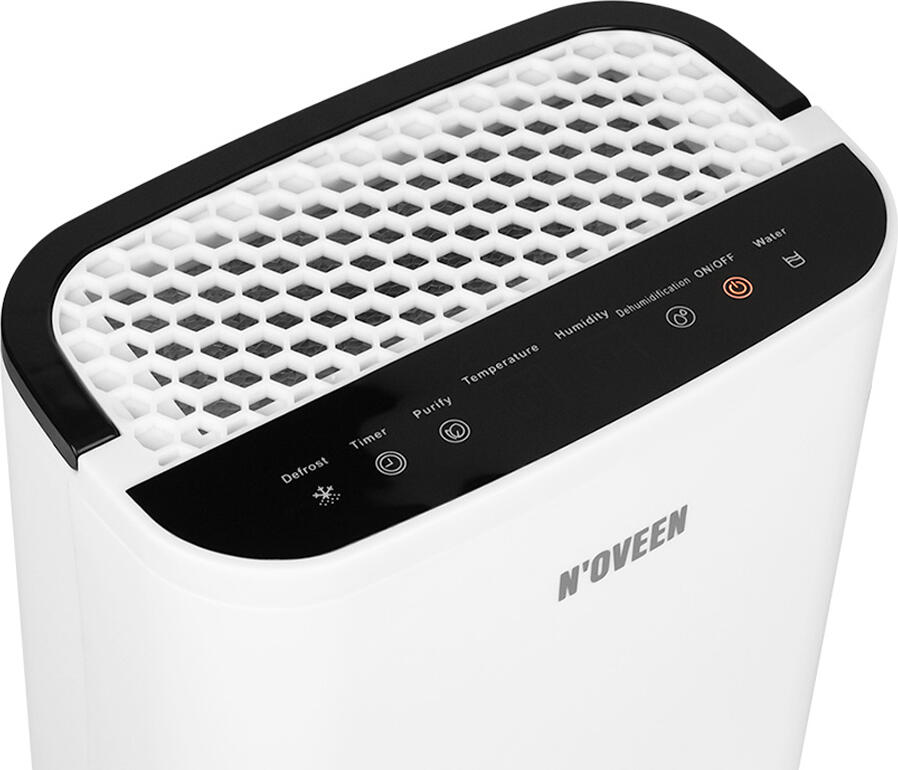 N'OVEEN DH350 2-in-1 Air Dehumidifier and UV Purifier, 1000ml/24h Capacity, 2.5L Water Tank, UV Bacteria Elimination, Defrost Function, White