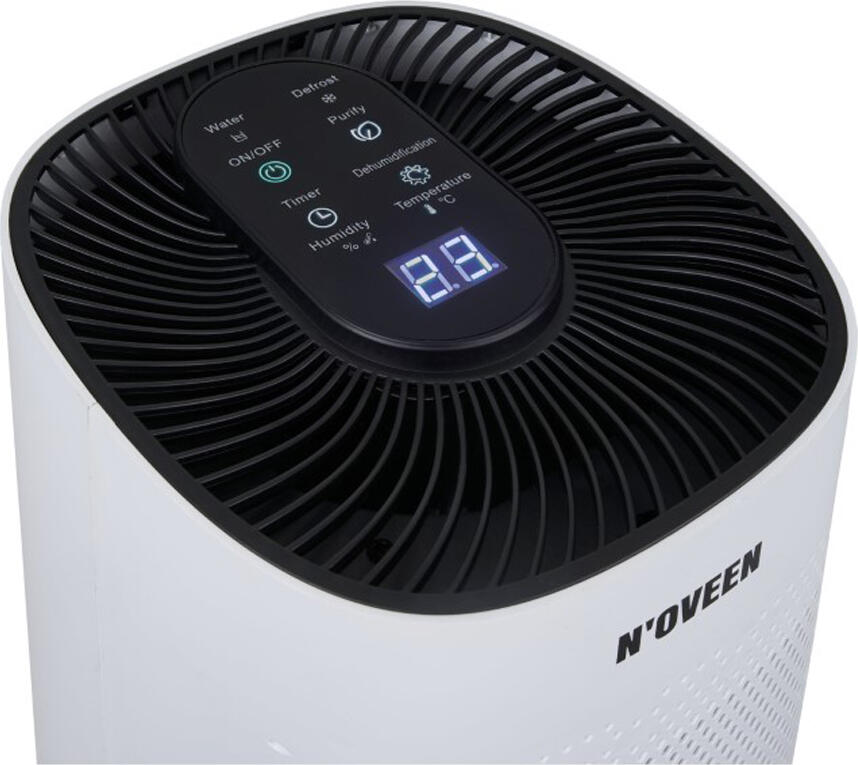 Dezumidificator si Purificator de Aer 2-in-1 N'OVEEN DH450 cu Filtru HEPA12, Rezervor Apa 1L, Capacitate 520ml/24h, Panou Touch, Timer, Alb