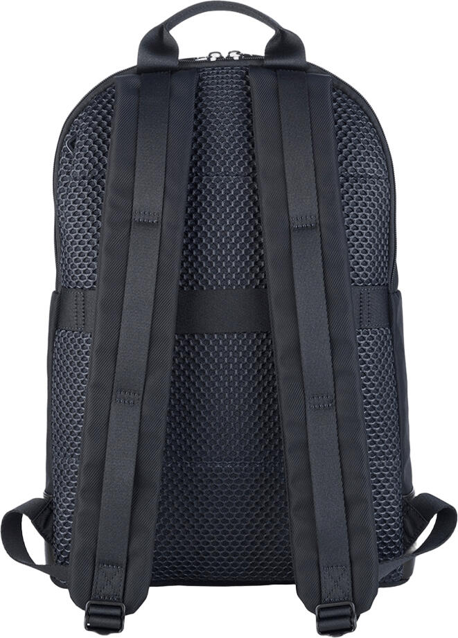 Geanta Laptop Tucano Fine Double, Albastru, pentru Laptopuri de 15.6 inch si MacBook 16, Material RPET Reciclat cu Detalii din Piele, Compartiment Dublu, Curea Trolley