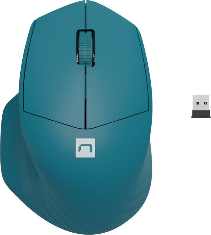 Natec Siskin 2 NMY-1972 Wireless Mouse, Bluetooth 5.0 & 2.4 GHz, 1600 DPI Optical Sensor, Silent Click, Multi-device Support, Ergonomic Right-hand, Blue