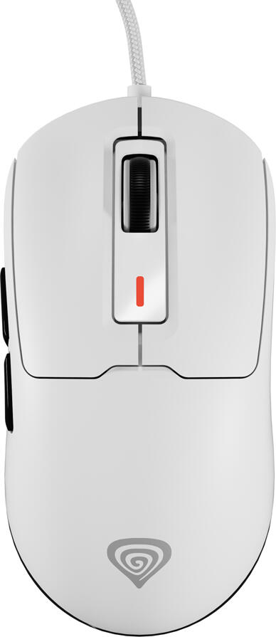 Mouse Gaming cu Fir Genesis Krypton 660, Alb, Senzor Optic PixArt PAW3327 12000 DPI, Switch-uri Mecanice Huano Purple 90M, RGB, Cablu Paracord, 49g