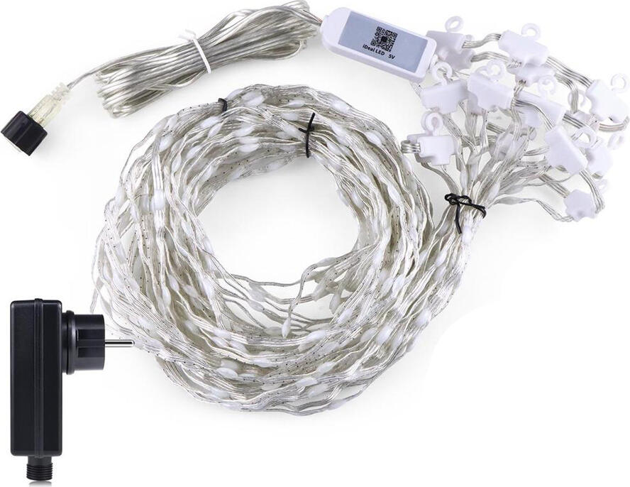 Smart LED Curtain Lights 2x2m, 400 Bulbs White Waterproof Decorative String Lights for Walls and Windows, Energy Efficient ABS Fire-Resistant Plug-in