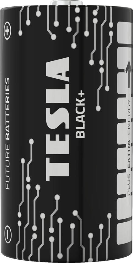 Baterii Alkaline Tesla Black+ 1.5V, fara Cadmiu si Mercur, Celule de Energie de Inalta Performanta, Marime D, 2 buc.