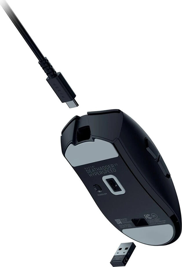 Игровая беспроводная мышь Razer DeathAdder V3 HyperSpeed, оптический сенсор Focus X 26K, 26,000 DPI, 500 IPS, 40G, оптические переключатели Gen-3, 55г, черный