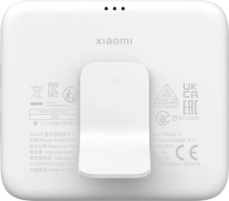 Xiaomi Smart Temperature and Humidity Monitor 3 MJWSD05N Global Version, Bluetooth 5.0, LCD Display, Mi Home App Support, White ABS, Wall-Mountable