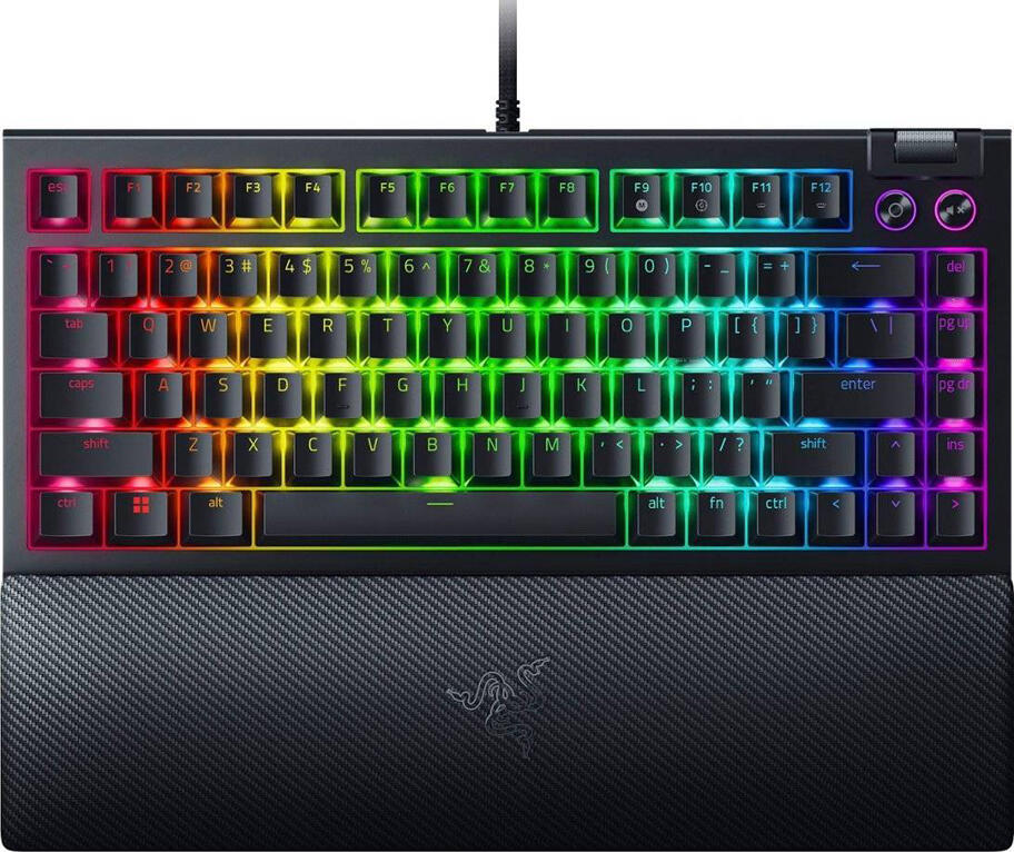 Razer BlackWidow V4 75% Mechanical Gaming Keyboard, Black Edition, Hot-swappable, RGB Chroma, 8000Hz Polling, Aluminum Top Case, White