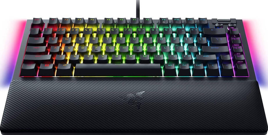 Razer BlackWidow V4 75% Mechanical Gaming Keyboard, Black Edition, Hot-swappable, RGB Chroma, 8000Hz Polling, Aluminum Top Case, White