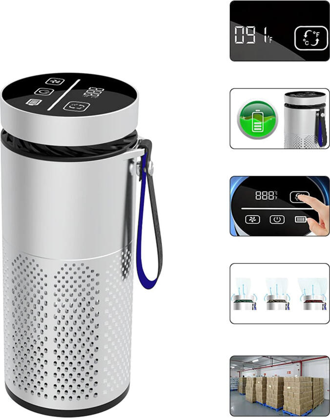 BestWay BCAP-01 Car Air Purifier with HEPA Filter, Anion Generator, LED Touch Screen, 1200mAh Battery, USB Powered, Silver, 10sqm Coverage