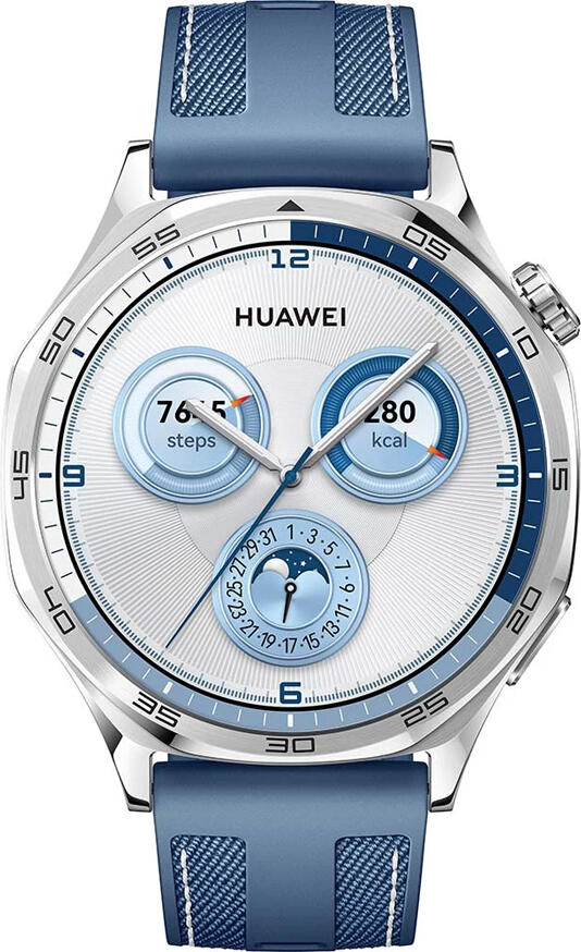 Smartwatch Huawei Watch GT 5 46mm Vili-B19W, Ecran AMOLED 1.43 inch, Carcasă Oțel Inoxidabil, Rezistență Apă 5 ATM și IP69K, Monitorizare Sănătate, Baterie 14 Zile