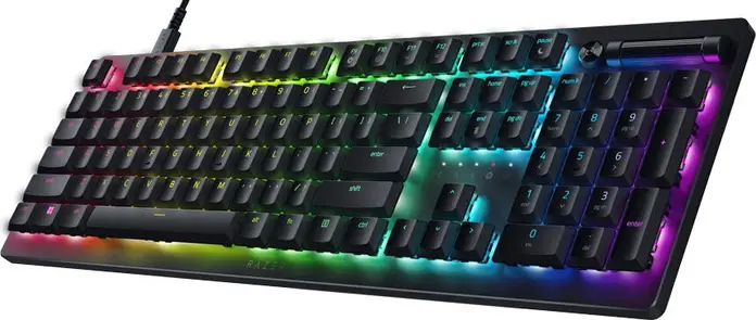 Tastatura Gaming Razer DeathStalker V2 cu Switch-uri Optice Low-Profile, Linear Red, Aluminiu 5052, RGB Chroma per-key, Cablu USB-C, Layout Chirilic, Neagra