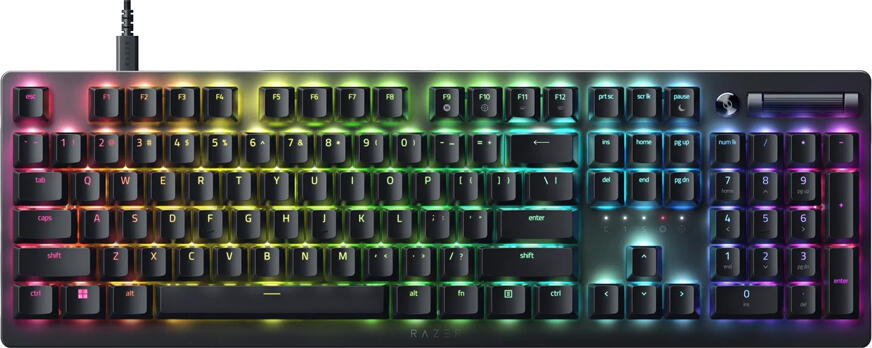 Tastatura Gaming Razer DeathStalker V2 cu Switch-uri Optice Low-Profile, Linear Red, Aluminiu 5052, RGB Chroma per-key, Cablu USB-C, Layout Chirilic, Neagra