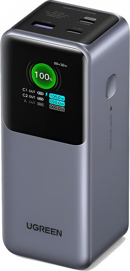 UGREEN Nexode Power Bank 20000mAh 130W Fast Charging Portable Battery with TFT Smart Digital Display, 2x USB-C 1x USB-A, PD 3.0 PPS for MacBook Pro, iPhone