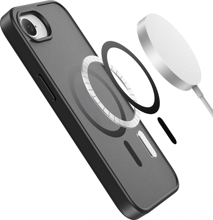 Чехол DUX DUCIS Yind Mag для iPhone 16e, 17e, Гибридный противоударный кейс из PC и TPU с магнитным кольцом MagSafe и встроенной подставкой, черный
